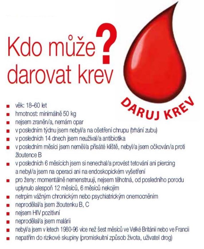 Kdo může darovat. Nejzajímavější mi přijde ten velmi specifický výsek lidí pobývajících v Británii či Francii ve vymezené době. Ale je to z důvodu výskytu nemoci šílených krav, což vede k nemoci u lidí, která má dlouhou inkubační dobu.