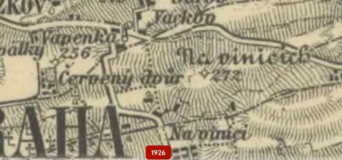 Plán Prahy z roku 1926, kde je vidět pojmenování Na vinicích
